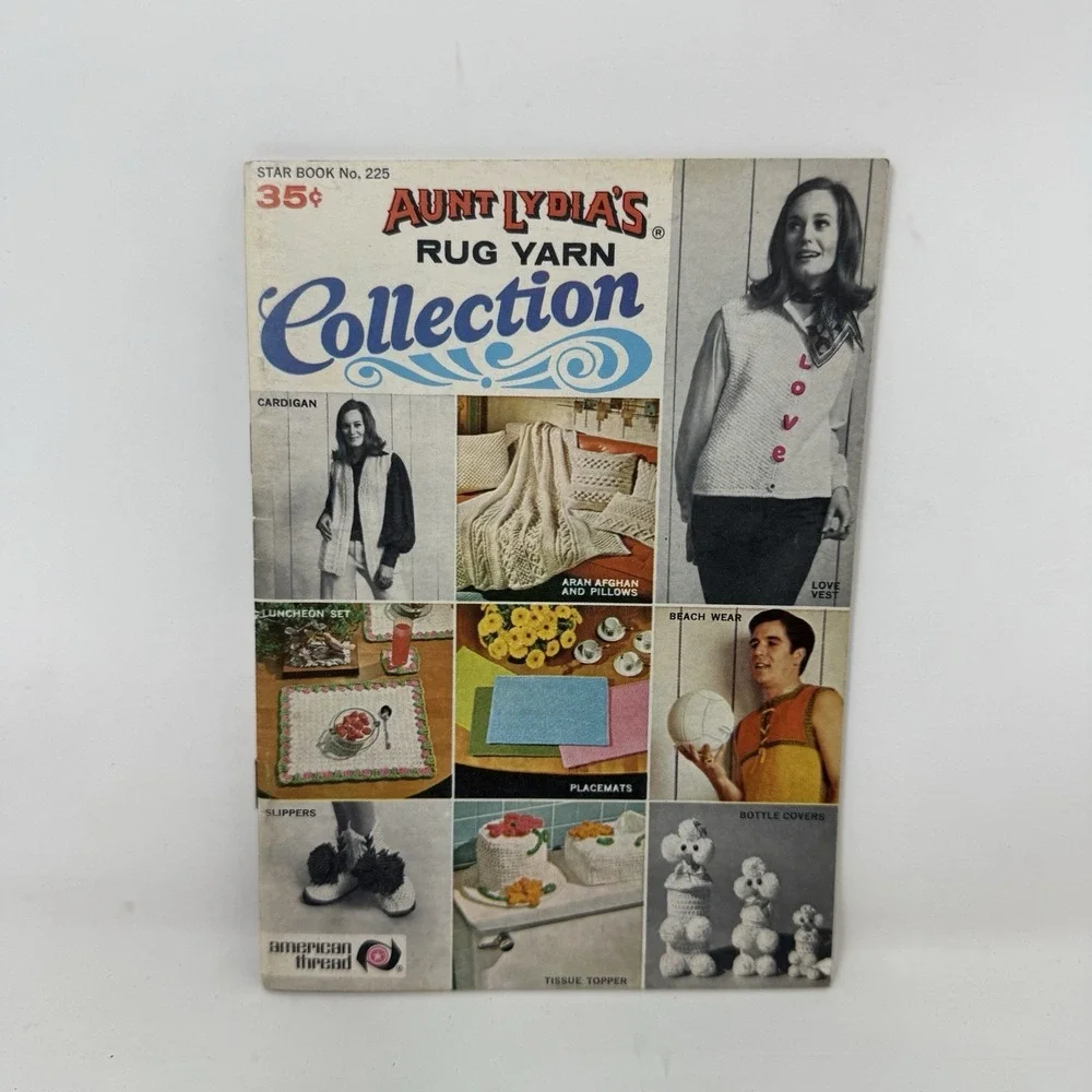 Vtg Aunt Lydia's Rug Yarn Collection Star Book No. 225 Knitting Crochet Patterns